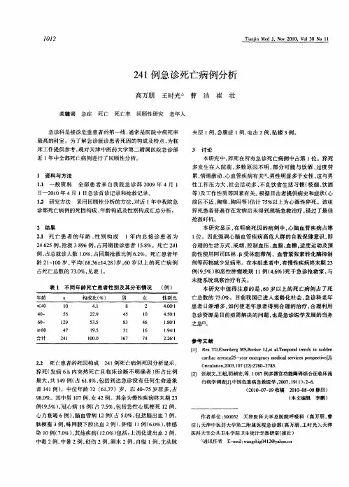 241例急诊死亡病例分析