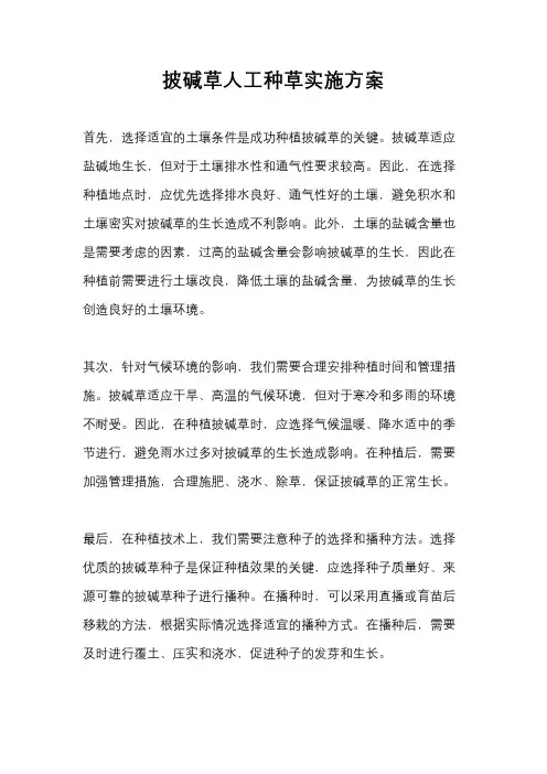 披碱草人工种草实施方案