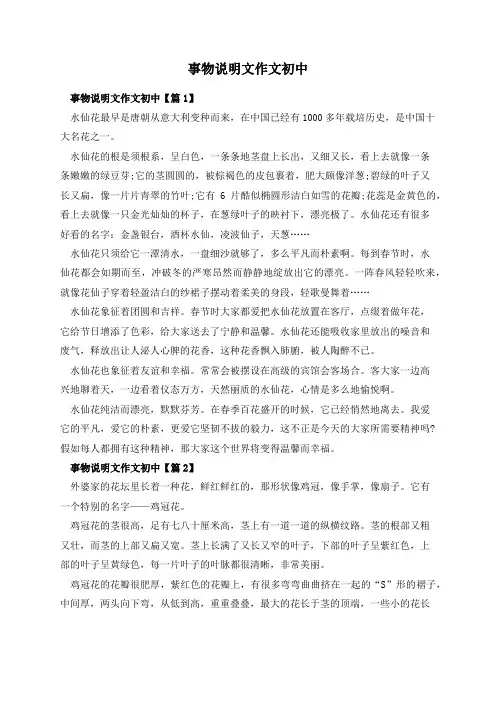 事物说明文作文初中