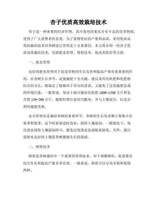 杏子优质高效栽培技术