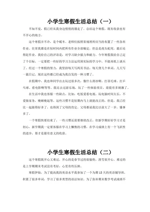 小学生寒假生活总结(5篇)