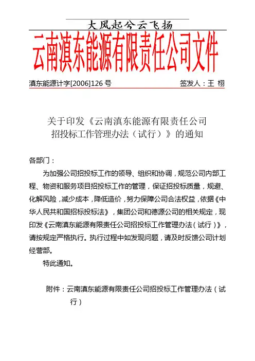 解析滇东能源计字[2006]126号 关于印发《云南滇