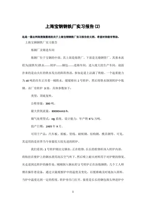 上海宝钢钢铁厂实习报告(2)