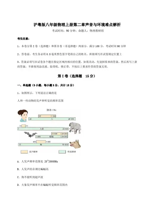 综合解析沪粤版八年级物理上册第二章声音与环境难点解析练习题(含答案解析)