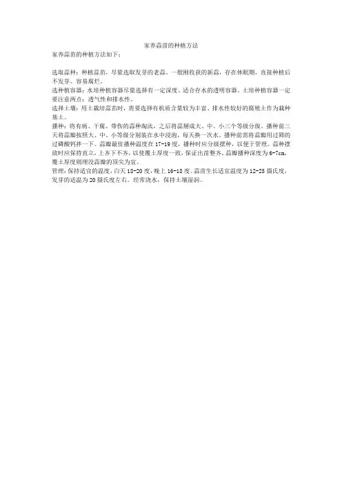 家养蒜苗的种植方法