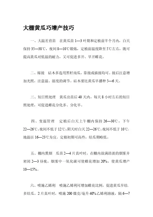 大棚黄瓜巧增产技巧