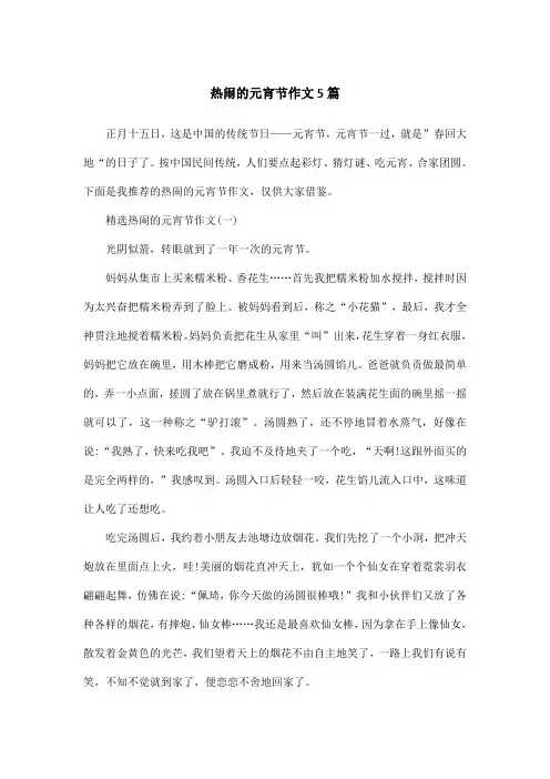 热闹的元宵节作文5篇