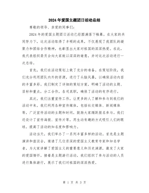 2024年爱国主题团日活动总结