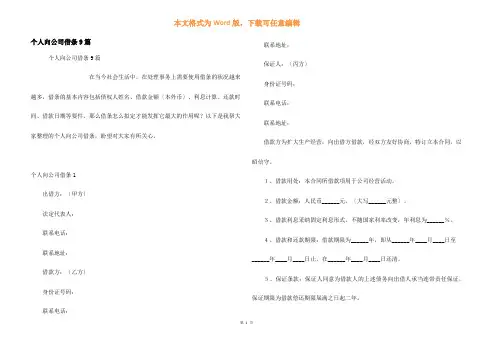 个人向公司借条9篇