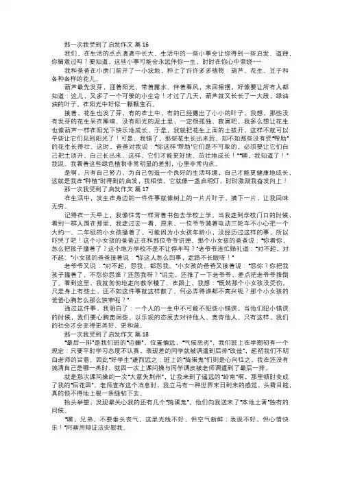 那一次我受到了启发作文六