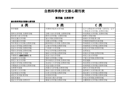 自然科学类中文核心期刊表(A、B、C分类等)[1]
