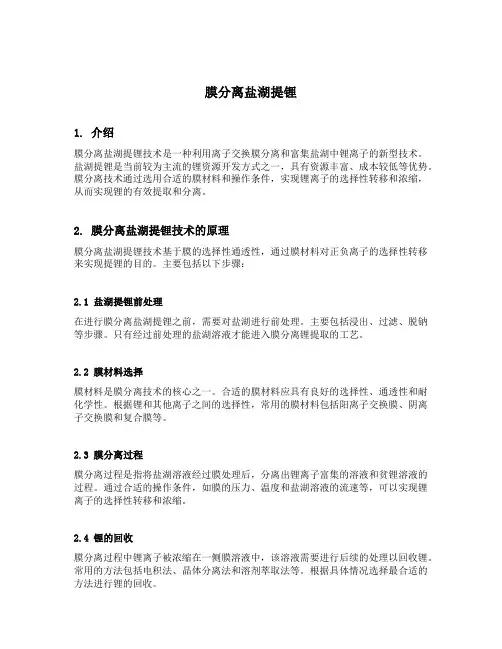 膜分离盐湖提锂