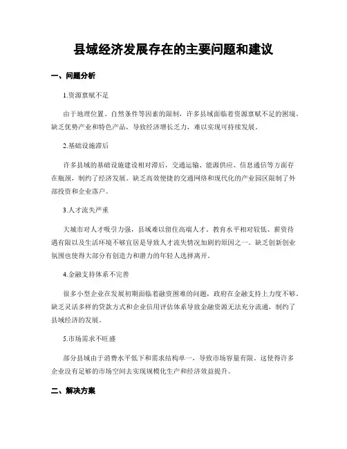 县域经济发展存在的主要问题和建议