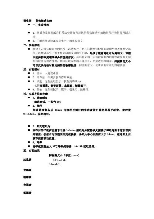 微生物实验   药物敏感实验