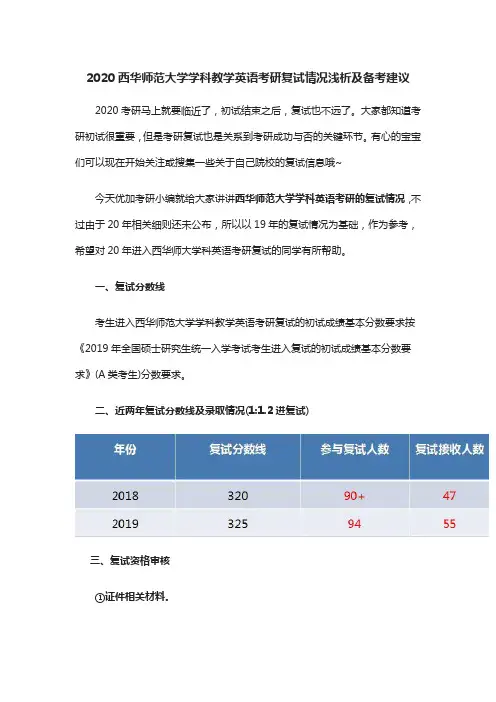 2020西华师范大学学科教学英语考研复试浅析及备考建议
