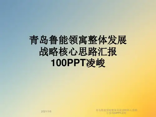 青岛鲁能领寓整体发展战略核心思路汇报100PPT凌峻