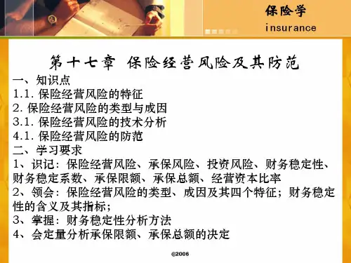 第十七章  保险经营风险及其防范