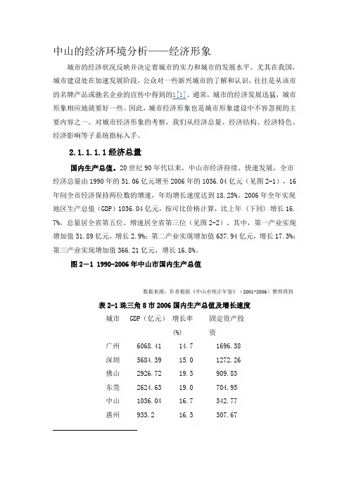 中山的经济环境分析——经济形象