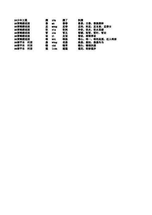 苏教版五年级语文上册生字 含拼音组词 