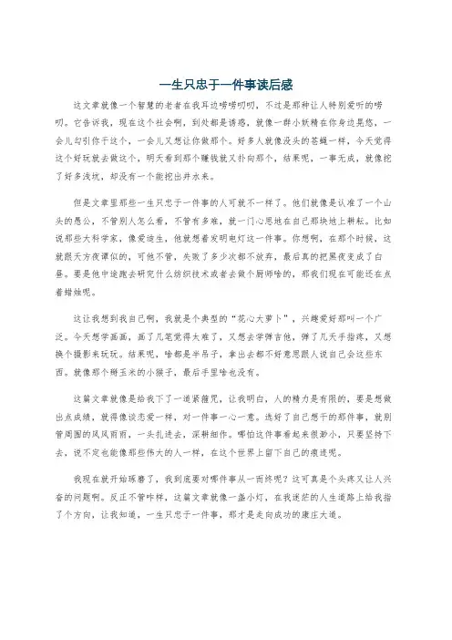 一生只忠于一件事读后感