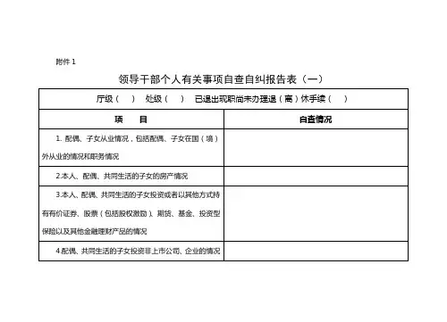 领导干部个人有关事项自查自纠报告表