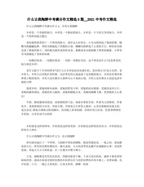 什么让我陶醉中考满分作文精选5篇__2021中考作文精选