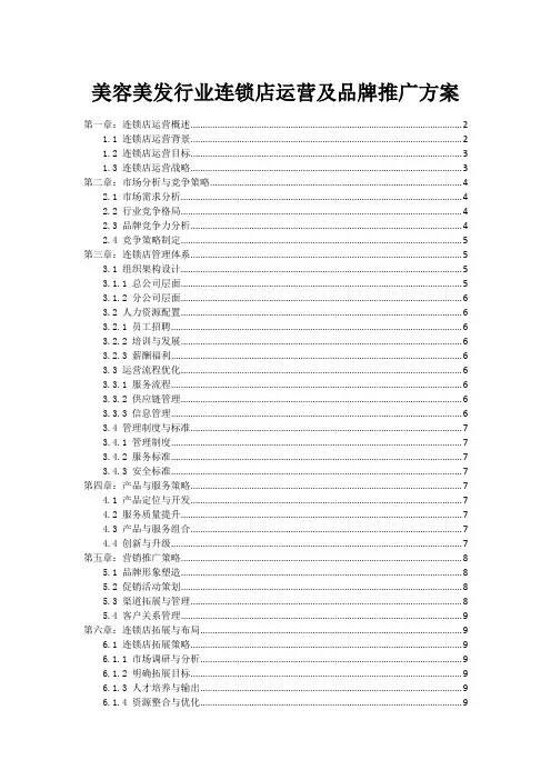 美容美发行业连锁店运营及品牌推广方案