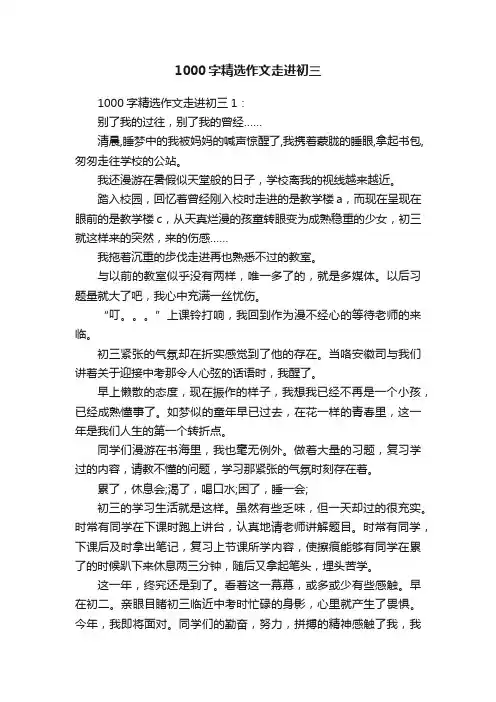 1000字精选作文走进初三