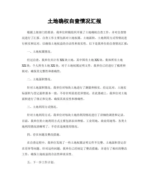 土地确权自查情况汇报
