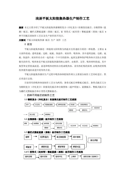 平板太阳能集热器生产制作工艺