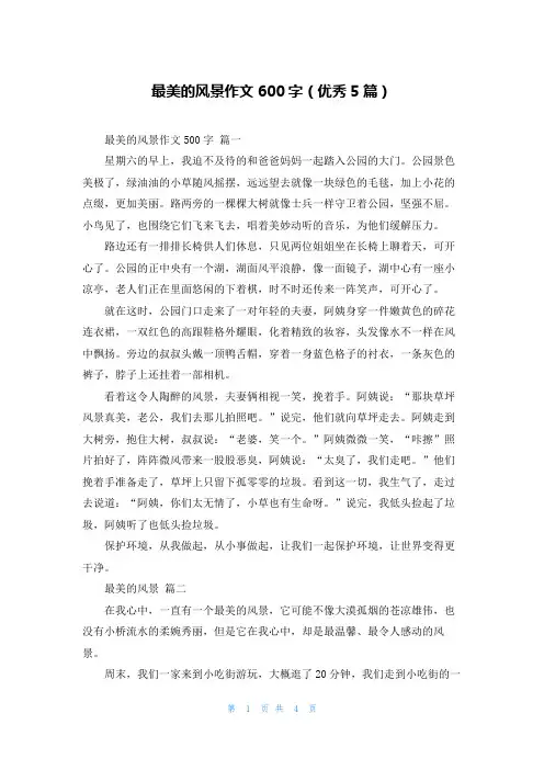 最美的风景作文600字(优秀5篇)