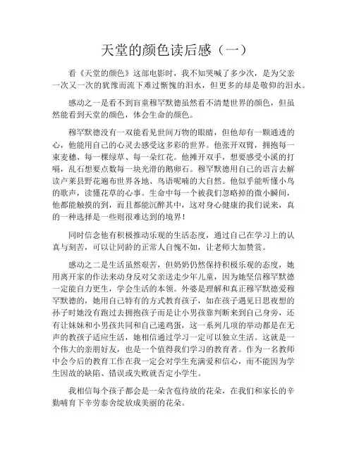 天堂的颜色读后感(一)