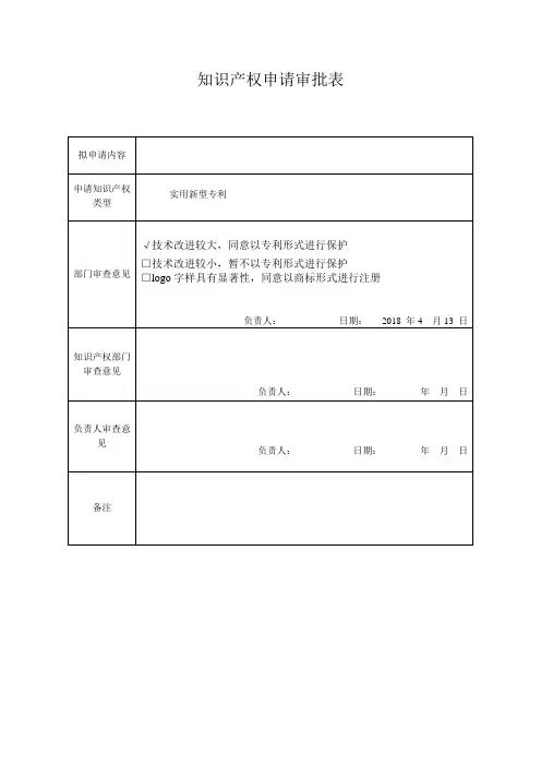 知识产权申请审批表-模板