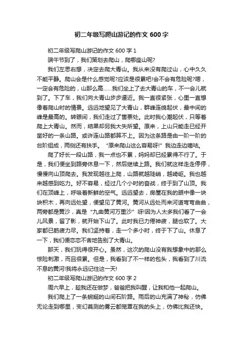 初二年级写爬山游记的作文600字