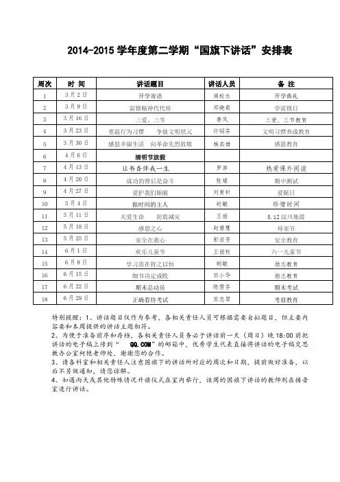 2014-2015(2)旗下讲话安排表