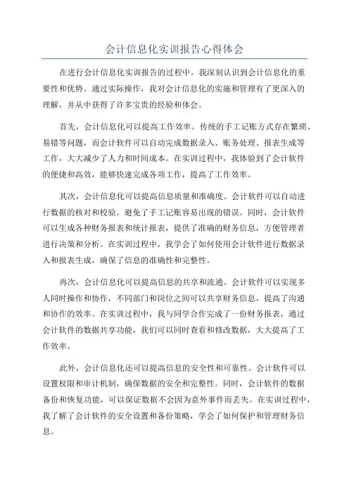 会计信息化实训报告心得体会