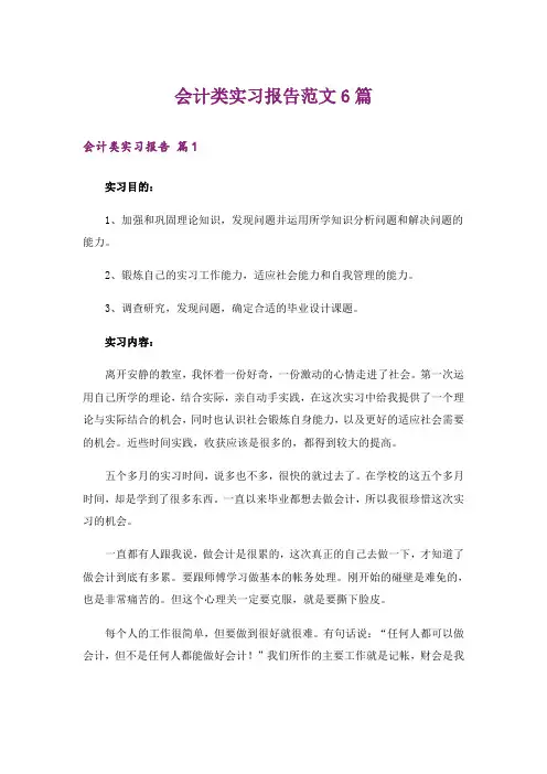 会计类实习报告范文6篇