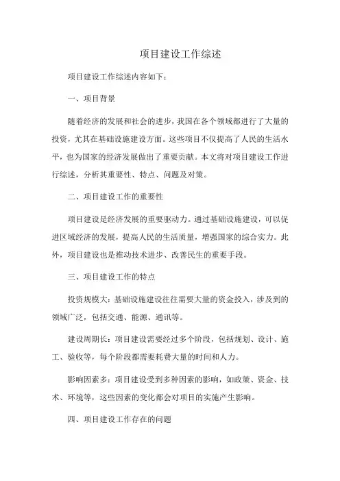 项目建设工作综述