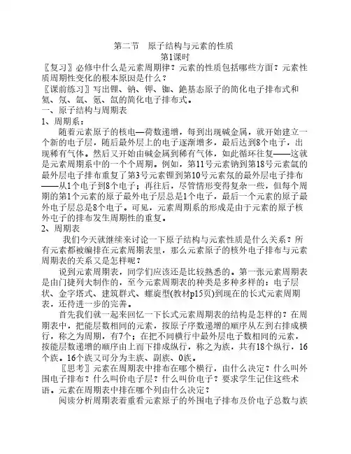 《物质结构与性质》1-2原子结构与元素的性质(新人教版精品)
