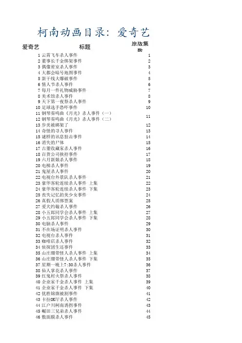 爱奇艺版与原版目录对照表(更新至703)