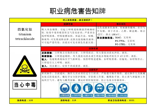 四氯化钛-职业病危害告知牌
