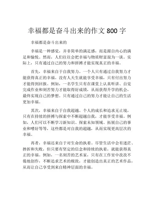幸福都是奋斗出来的作文800字