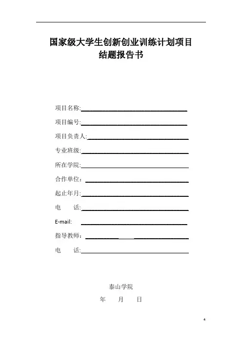 国家级大学生创新创业训练项目