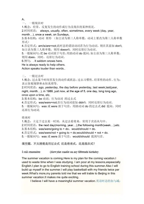英语语法-过去时、现在时、将来时