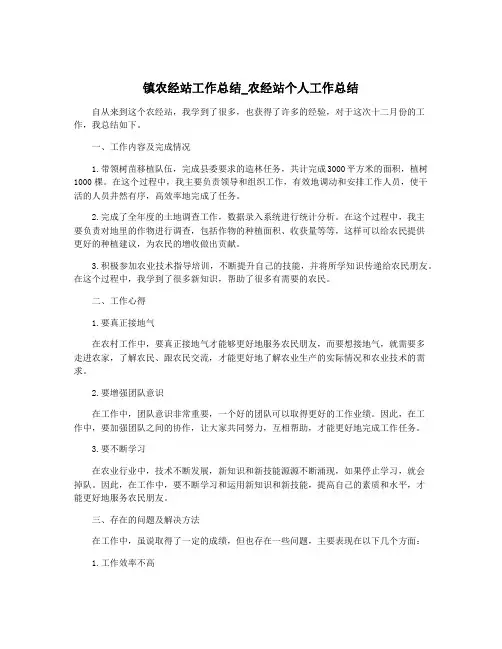 镇农经站工作总结_农经站个人工作总结