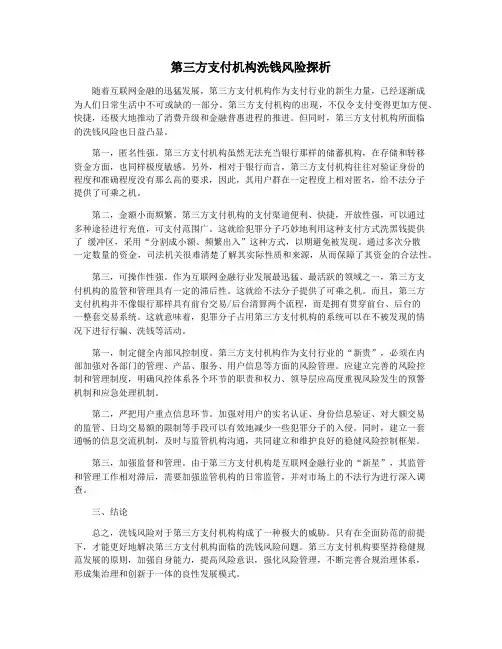 第三方支付机构洗钱风险探析