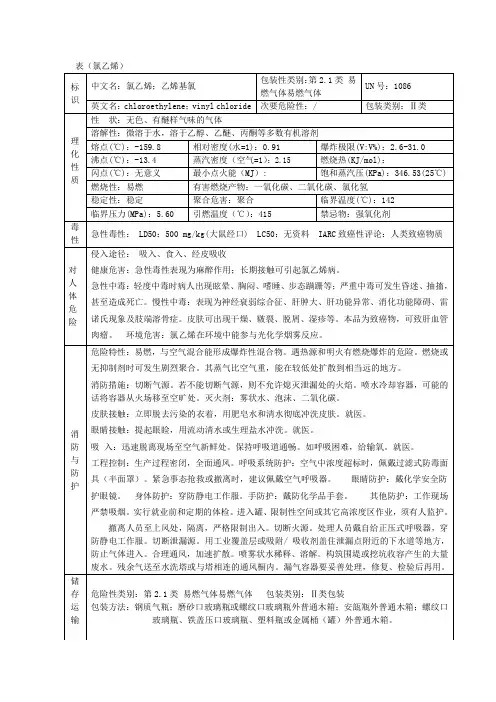氯乙烯;乙烯基氯