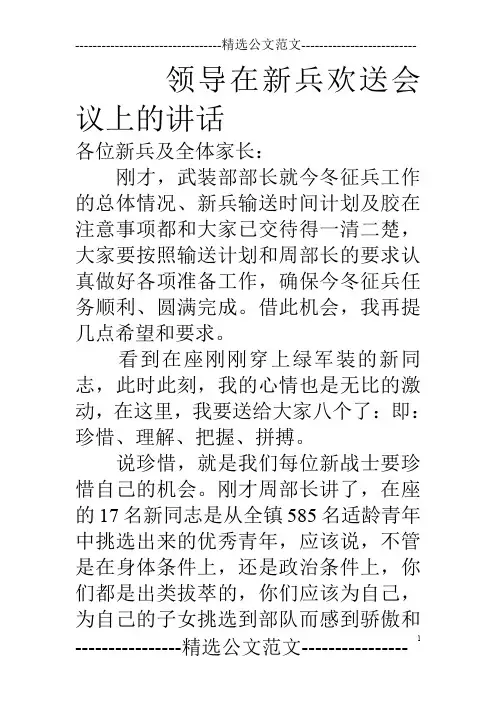 领导在新兵欢送会议上的讲话