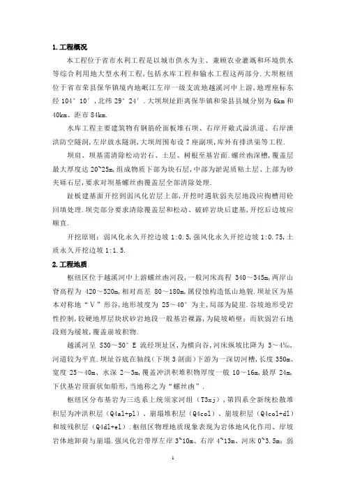 大坝左右坝肩开挖支护施工方案