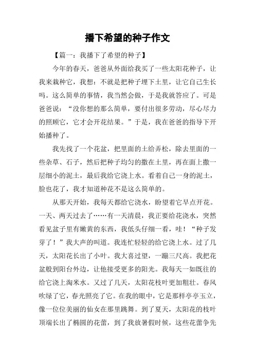 播下希望的种子作文